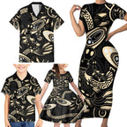 Australia Mothers Day Family Matching Short Sleeve Bodycon Dress and Hawaiian Shirt Mom And Baby Platypus Aboriginal Art