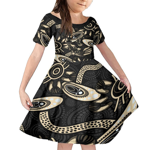Australia Mothers Day Family Matching Short Sleeve Bodycon Dress and Hawaiian Shirt Mom And Baby Platypus Aboriginal Art