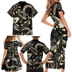 Australia Mothers Day Family Matching Short Sleeve Bodycon Dress and Hawaiian Shirt Mom And Baby Platypus Aboriginal Art