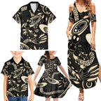 Australia Mothers Day Family Matching Summer Maxi Dress and Hawaiian Shirt Mom And Baby Platypus Aboriginal Art