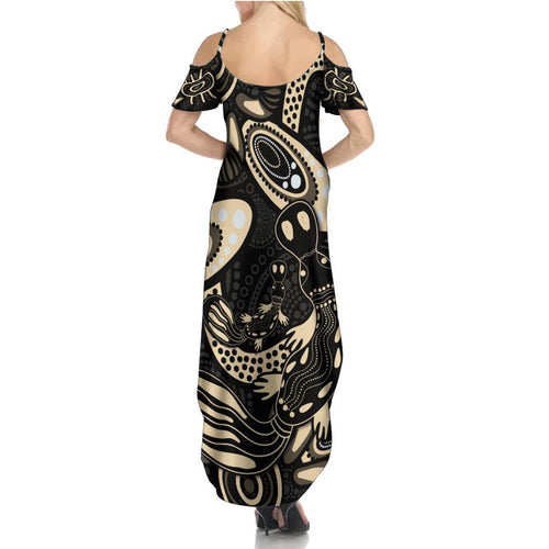 Australia Mothers Day Family Matching Summer Maxi Dress and Hawaiian Shirt Mom And Baby Platypus Aboriginal Art