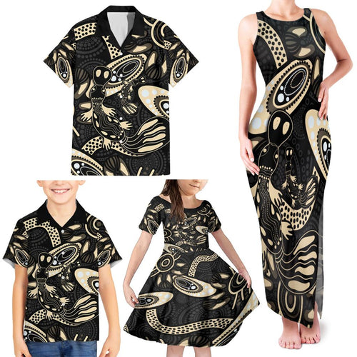 Australia Mothers Day Family Matching Tank Maxi Dress and Hawaiian Shirt Mom And Baby Platypus Aboriginal Art