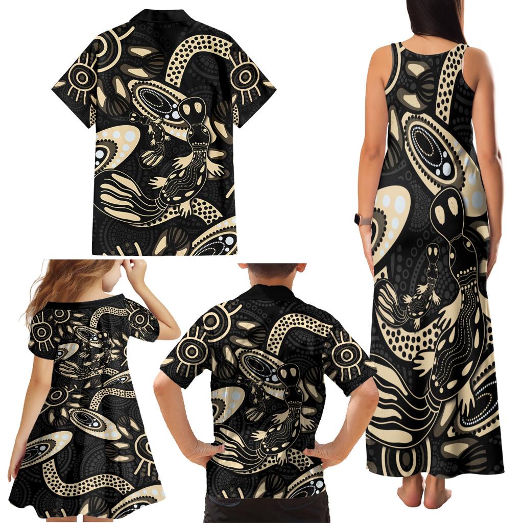 Australia Mothers Day Family Matching Tank Maxi Dress and Hawaiian Shirt Mom And Baby Platypus Aboriginal Art