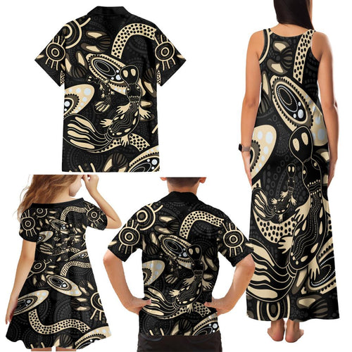 Australia Mothers Day Family Matching Tank Maxi Dress and Hawaiian Shirt Mom And Baby Platypus Aboriginal Art