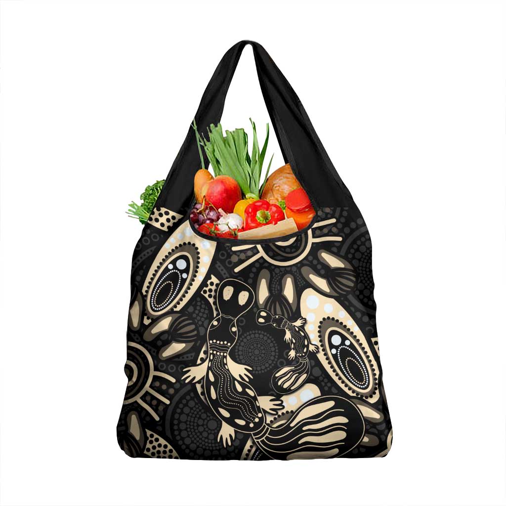 Australia Mother's Day Grocery Bag Mom And Baby Platypus Aboriginal Art