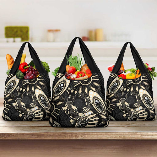Australia Mother's Day Grocery Bag Mom And Baby Platypus Aboriginal Art