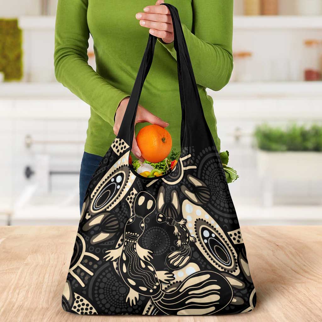 Australia Mother's Day Grocery Bag Mom And Baby Platypus Aboriginal Art