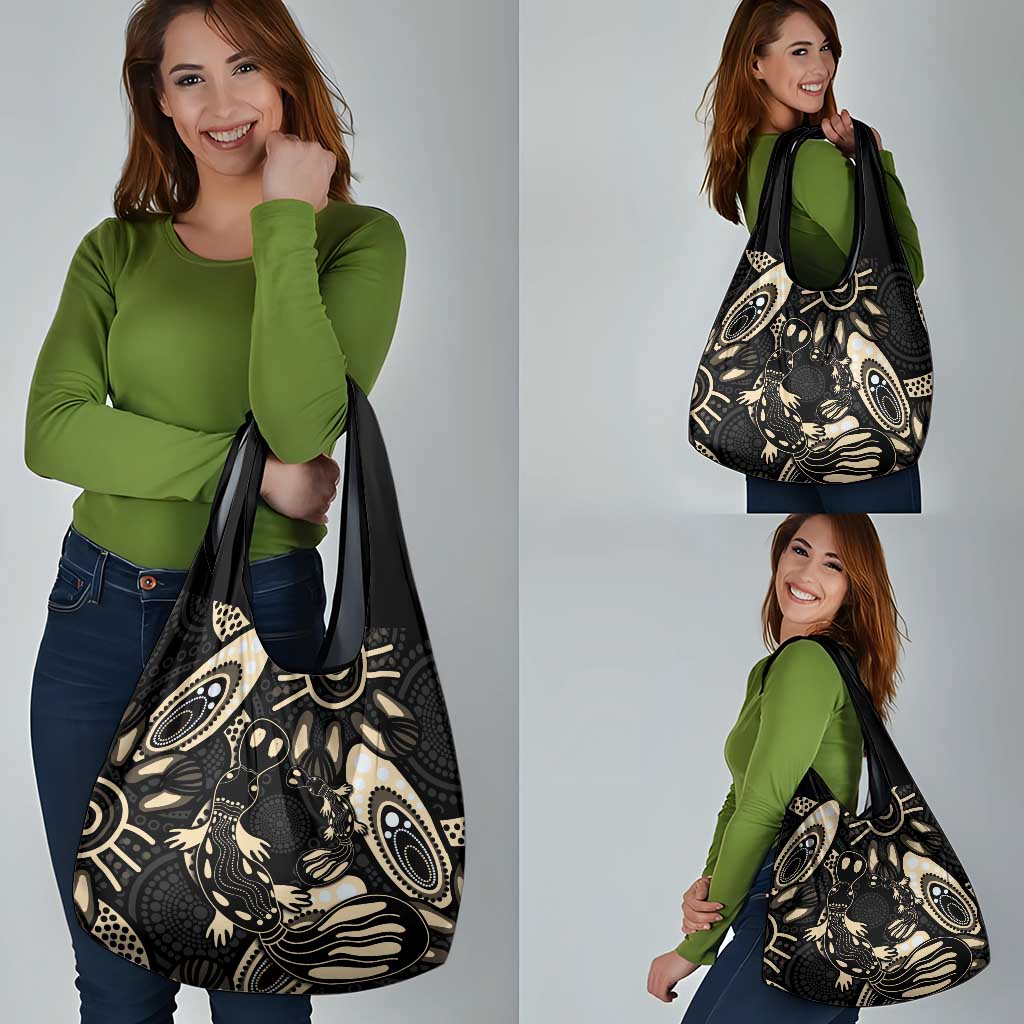 Australia Mother's Day Grocery Bag Mom And Baby Platypus Aboriginal Art