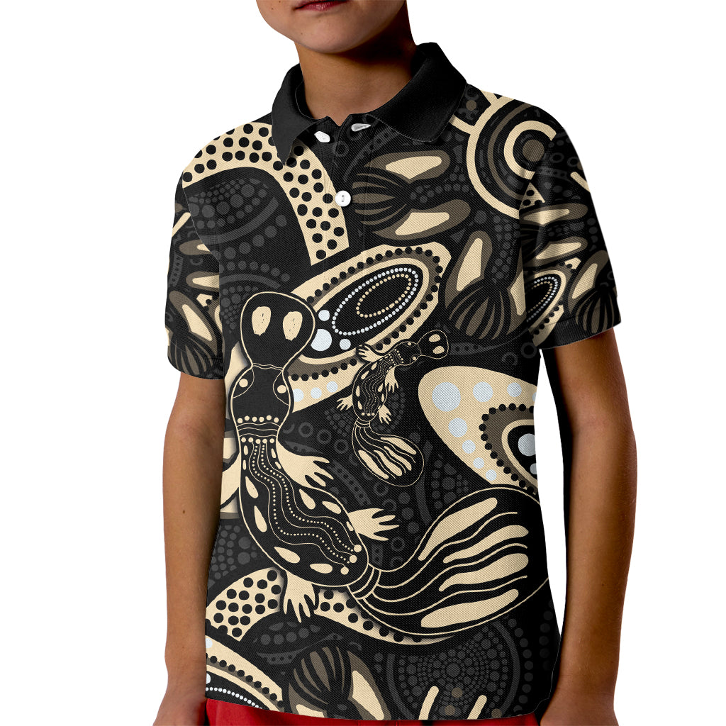 Australia Mothers Day Kid Polo Shirt Mom And Baby Platypus Aboriginal Art