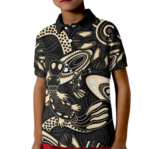 Australia Mothers Day Kid Polo Shirt Mom And Baby Platypus Aboriginal Art