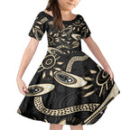 Australia Mothers Day Kid Short Sleeve Dress Mom And Baby Platypus Aboriginal Art