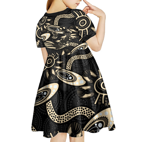 Australia Mothers Day Kid Short Sleeve Dress Mom And Baby Platypus Aboriginal Art