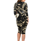 Australia Mothers Day Long Sleeve Bodycon Dress Mom And Baby Platypus Aboriginal Art