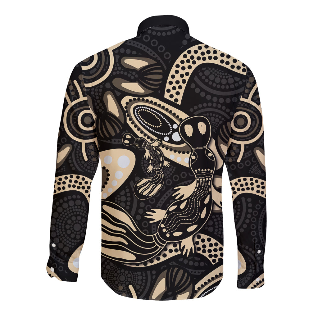 Australia Mothers Day Long Sleeve Button Shirt Mom And Baby Platypus Aboriginal Art