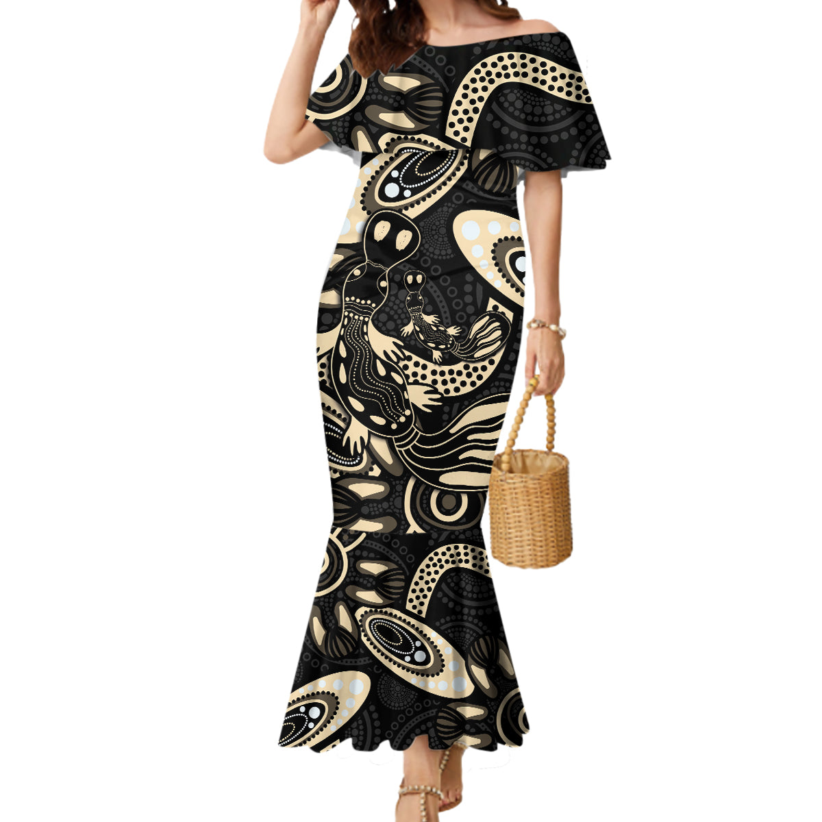 Australia Mothers Day Mermaid Dress Mom And Baby Platypus Aboriginal Art