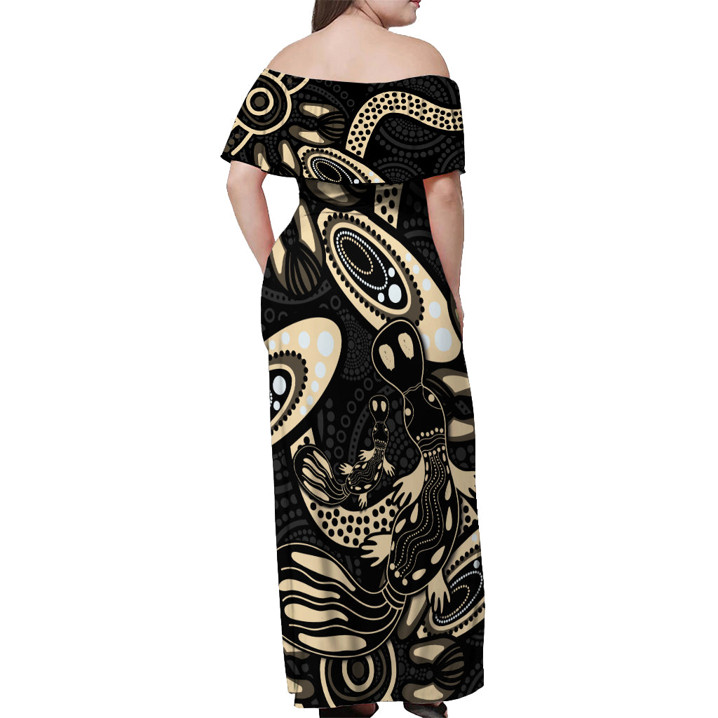 Australia Mothers Day Off Shoulder Maxi Dress Mom And Baby Platypus Aboriginal Art