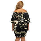 Australia Mothers Day Off Shoulder Short Dress Mom And Baby Platypus Aboriginal Art