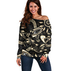 Australia Mothers Day Off Shoulder Sweater Mom And Baby Platypus Aboriginal Art