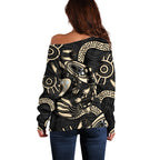 Australia Mothers Day Off Shoulder Sweater Mom And Baby Platypus Aboriginal Art