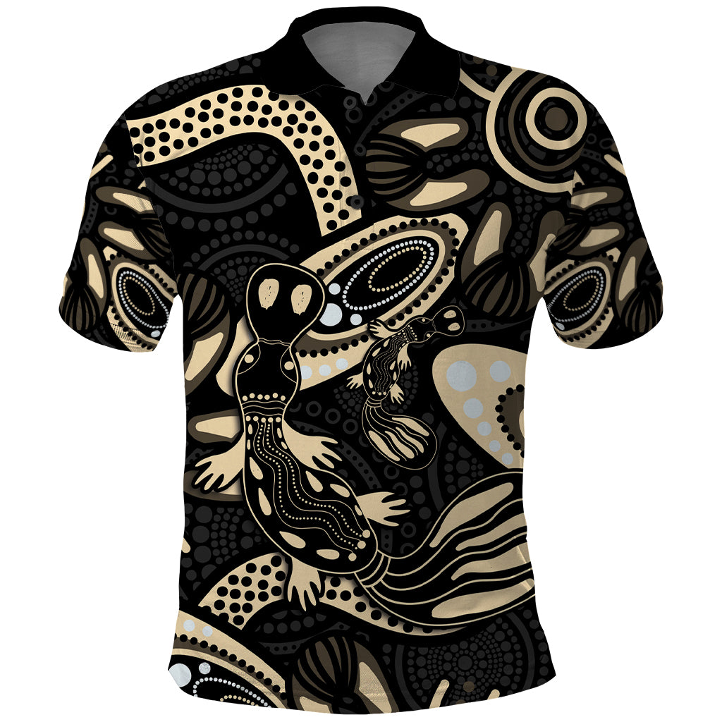 Australia Mothers Day Polo Shirt Mom And Baby Platypus Aboriginal Art