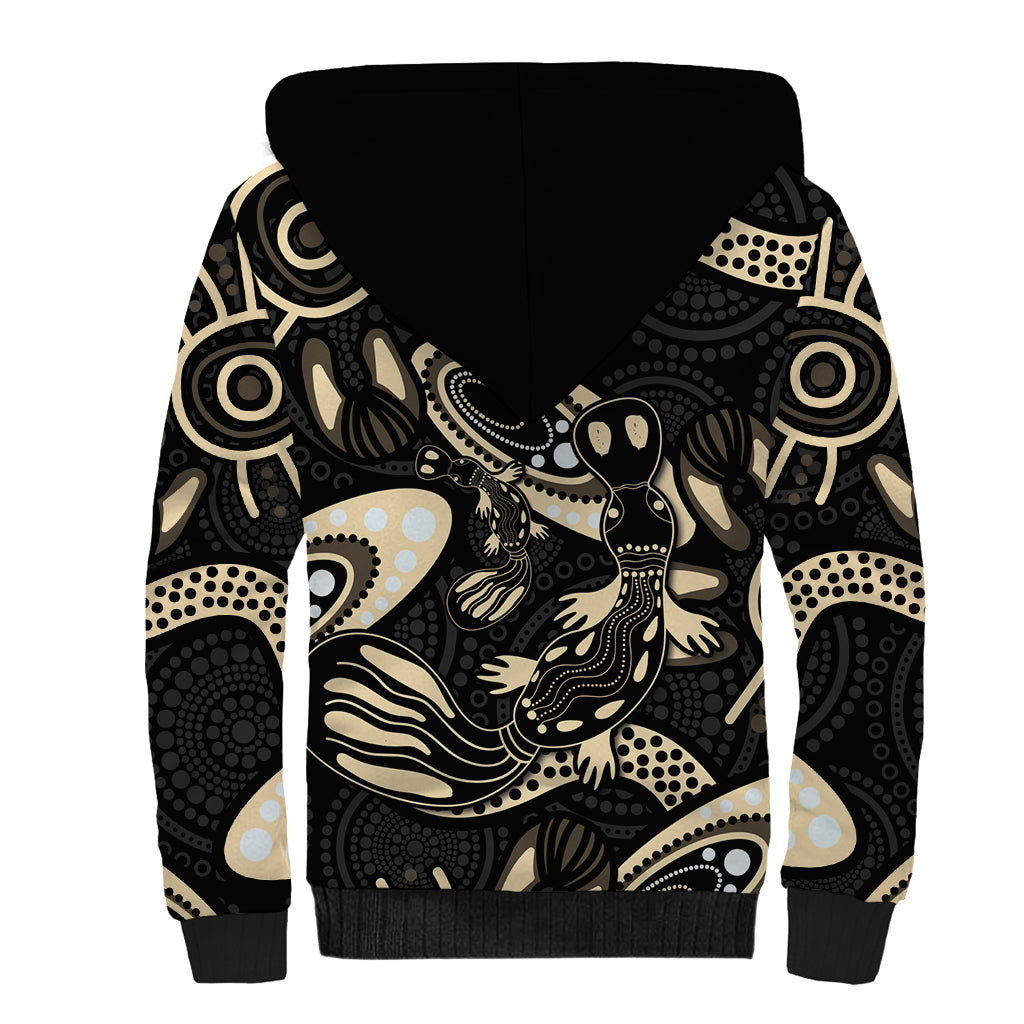 Australia Mothers Day Sherpa Hoodie Mom And Baby Platypus Aboriginal Art