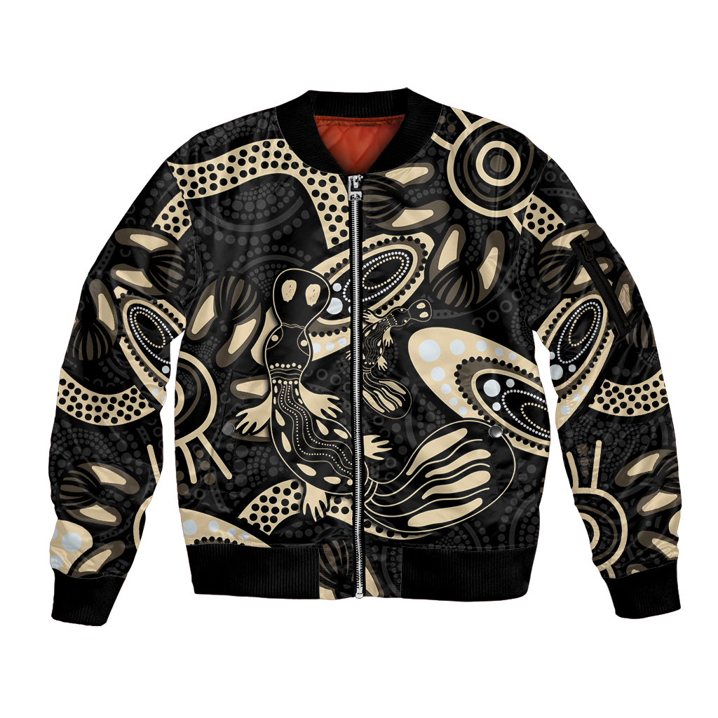 Australia Mothers Day Sleeve Zip Bomber Jacket Mom And Baby Platypus Aboriginal Art