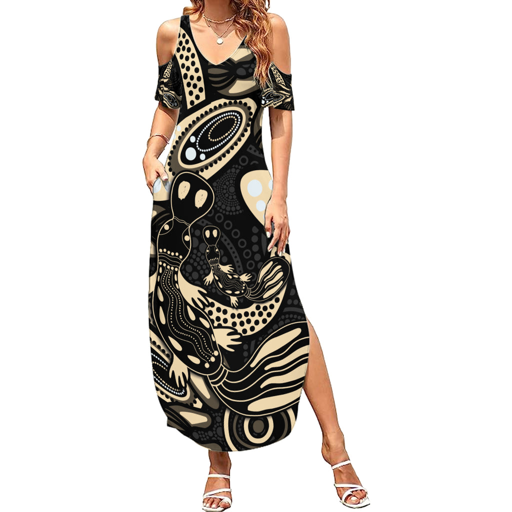 Australia Mothers Day Summer Maxi Dress Mom And Baby Platypus Aboriginal Art
