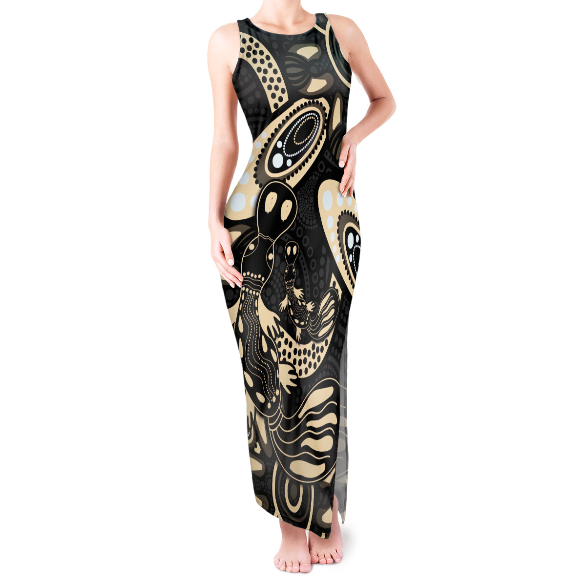 Australia Mothers Day Tank Maxi Dress Mom And Baby Platypus Aboriginal Art
