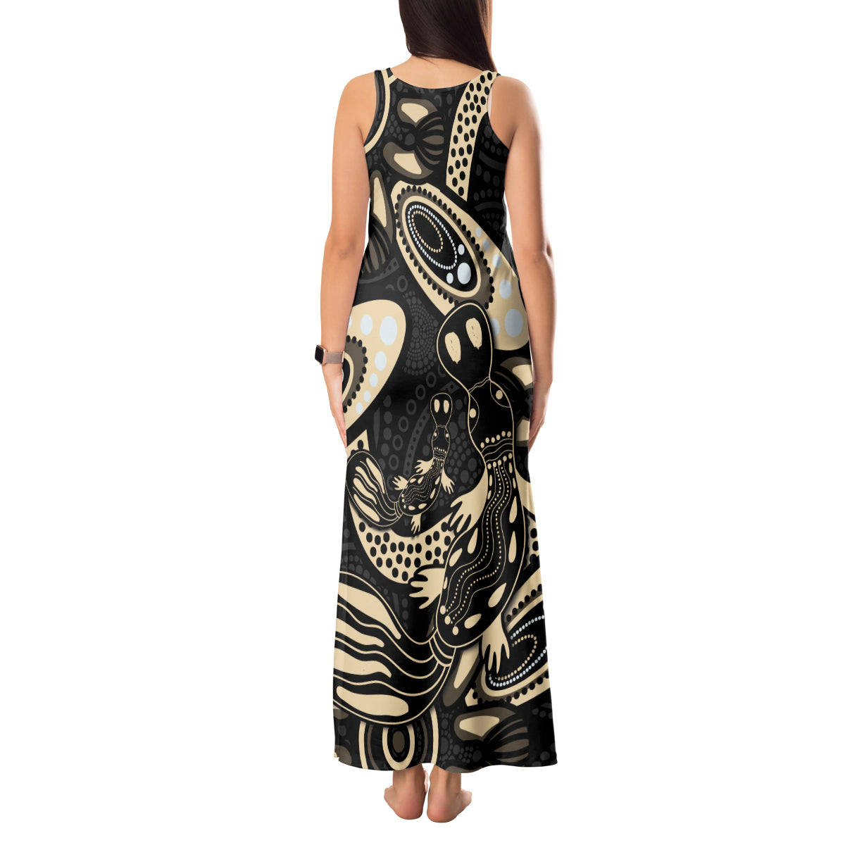 Australia Mothers Day Tank Maxi Dress Mom And Baby Platypus Aboriginal Art