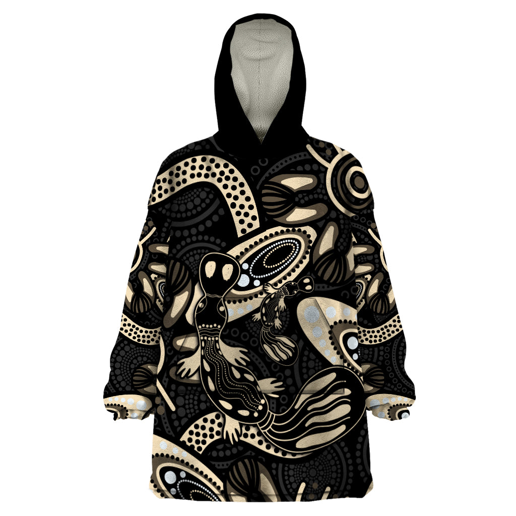 Australia Mothers Day Wearable Blanket Hoodie Mom And Baby Platypus Aboriginal Art