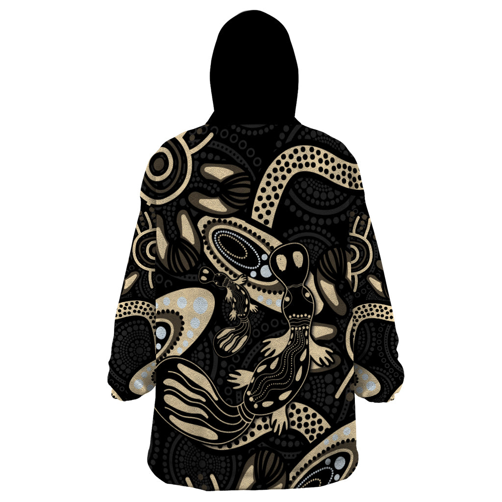 Australia Mothers Day Wearable Blanket Hoodie Mom And Baby Platypus Aboriginal Art