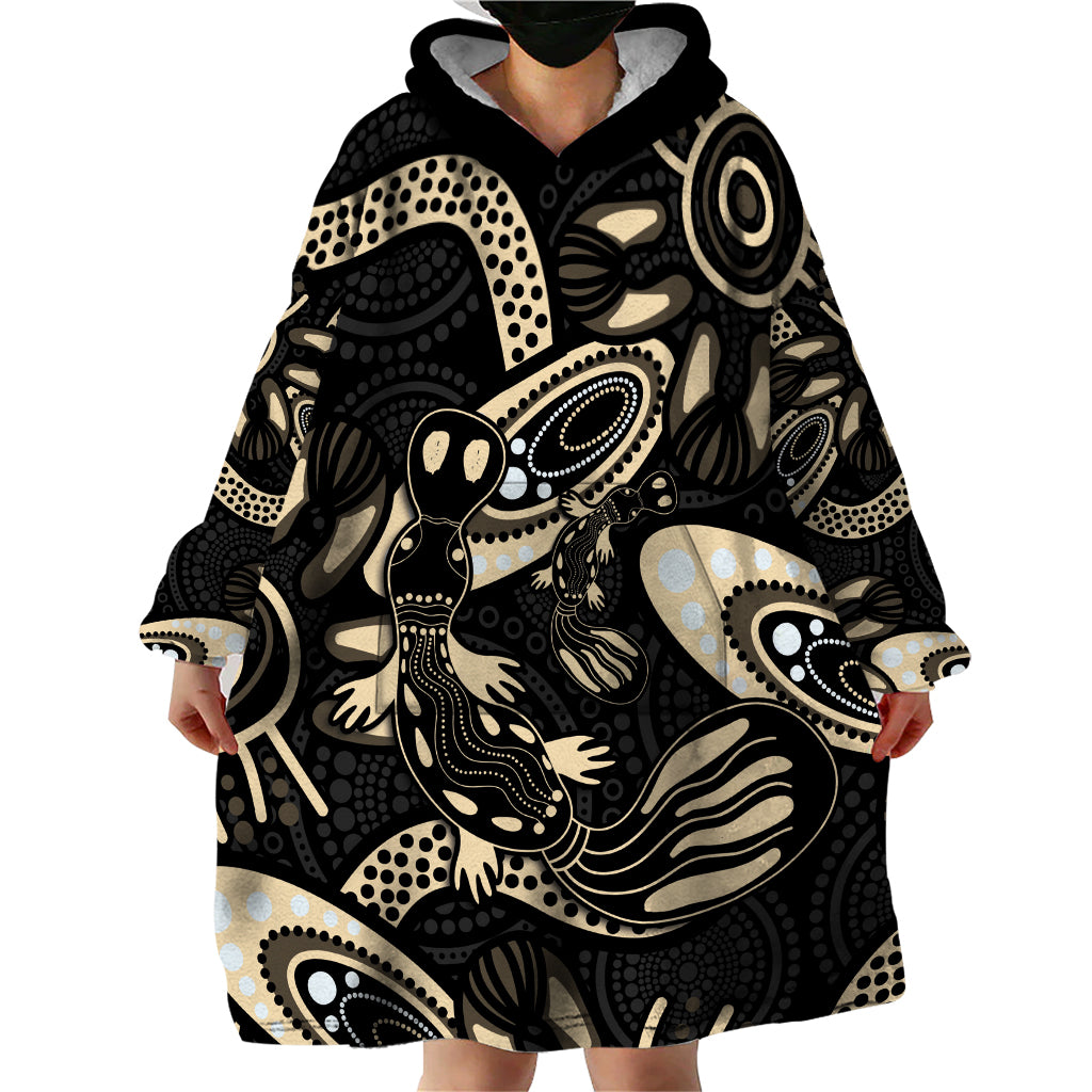 Australia Mothers Day Wearable Blanket Hoodie Mom And Baby Platypus Aboriginal Art