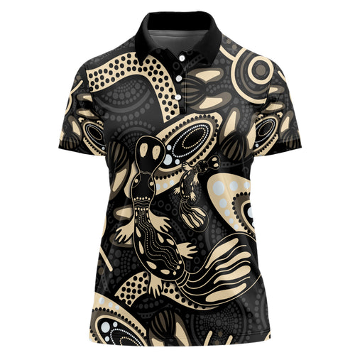 Australia Mothers Day Women Polo Shirt Mom And Baby Platypus Aboriginal Art