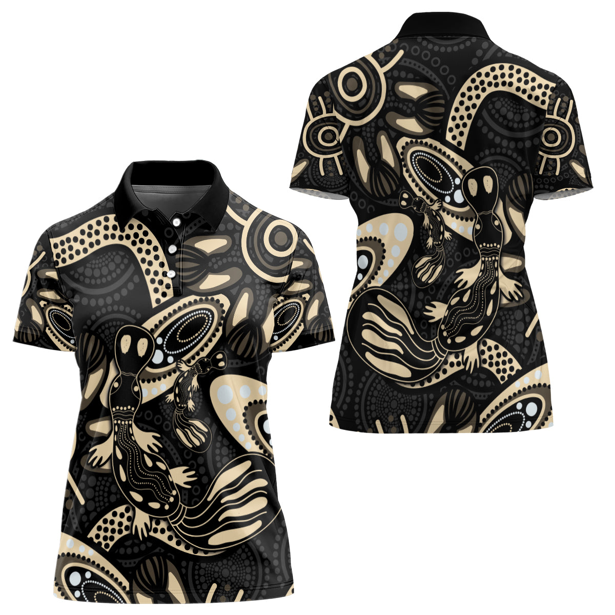 Australia Mothers Day Women Polo Shirt Mom And Baby Platypus Aboriginal Art