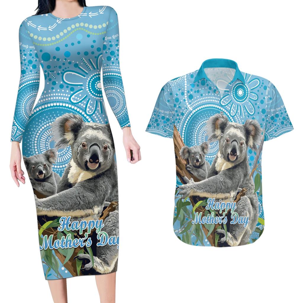 Australia Mothers Day Couples Matching Long Sleeve Bodycon Dress and Hawaiian Shirt I Love You Every Universe Aboriginal Art