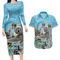 Australia Mothers Day Couples Matching Long Sleeve Bodycon Dress and Hawaiian Shirt I Love You Every Universe Aboriginal Art