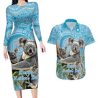 Australia Mothers Day Couples Matching Long Sleeve Bodycon Dress and Hawaiian Shirt I Love You Every Universe Aboriginal Art