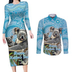 Australia Mothers Day Couples Matching Long Sleeve Bodycon Dress and Long Sleeve Button Shirt I Love You Every Universe Aboriginal Art