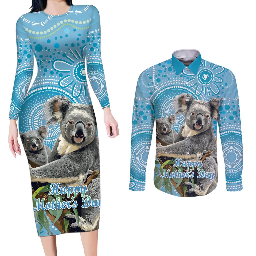 Australia Mothers Day Couples Matching Long Sleeve Bodycon Dress and Long Sleeve Button Shirt I Love You Every Universe Aboriginal Art