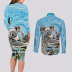 Australia Mothers Day Couples Matching Long Sleeve Bodycon Dress and Long Sleeve Button Shirt I Love You Every Universe Aboriginal Art