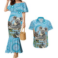 Australia Mothers Day Couples Matching Mermaid Dress and Hawaiian Shirt I Love You Every Universe Aboriginal Art