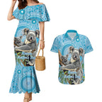 Australia Mothers Day Couples Matching Mermaid Dress and Hawaiian Shirt I Love You Every Universe Aboriginal Art