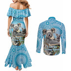 Australia Mothers Day Couples Matching Mermaid Dress and Long Sleeve Button Shirt I Love You Every Universe Aboriginal Art