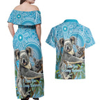 Australia Mothers Day Couples Matching Off Shoulder Maxi Dress and Hawaiian Shirt I Love You Every Universe Aboriginal Art