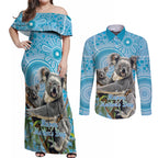 Australia Mothers Day Couples Matching Off Shoulder Maxi Dress and Long Sleeve Button Shirt I Love You Every Universe Aboriginal Art