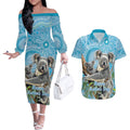 Australia Mothers Day Couples Matching Off The Shoulder Long Sleeve Dress and Hawaiian Shirt I Love You Every Universe Aboriginal Art