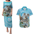 Australia Mothers Day Couples Matching Puletasi and Hawaiian Shirt I Love You Every Universe Aboriginal Art