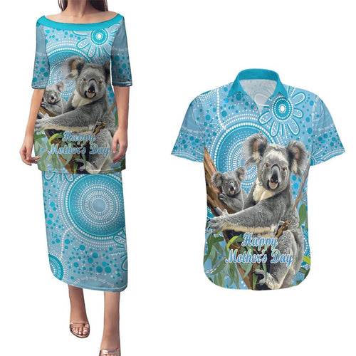 Australia Mothers Day Couples Matching Puletasi and Hawaiian Shirt I Love You Every Universe Aboriginal Art