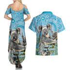 Australia Mothers Day Couples Matching Summer Maxi Dress and Hawaiian Shirt I Love You Every Universe Aboriginal Art