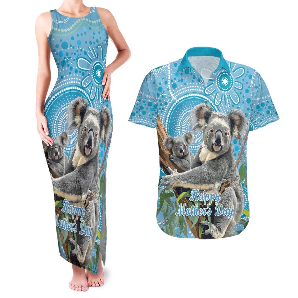 Australia Mothers Day Couples Matching Tank Maxi Dress and Hawaiian Shirt I Love You Every Universe Aboriginal Art